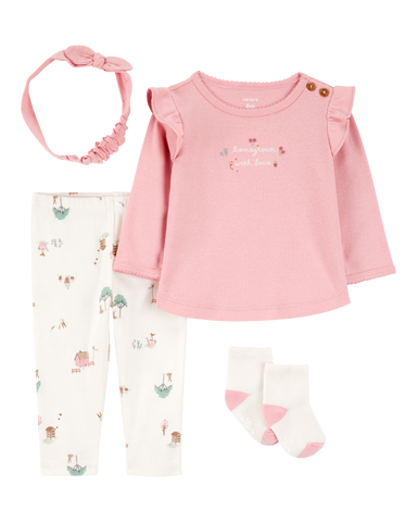 1S938110  KOMPLET ZA BEBE MAJICA+D.DIO+TRAKA+CARAPE