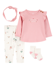 1S938110  KOMPLET ZA BEBE MAJICA+D.DIO+TRAKA+CARAPE