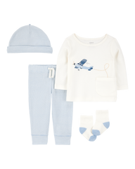 1S940810  KOMPLET ZA BEBE MAJICA+D.DIO+KAPA+CARAPE