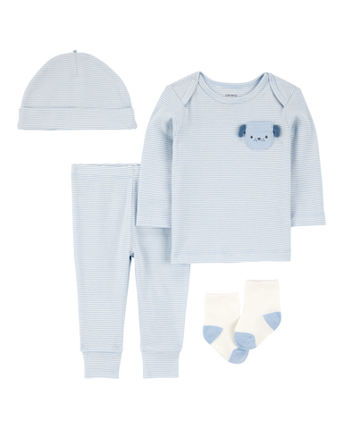 1S940910  KOMPLET ZA BEBE MAJICA+D.DIO+KAPA+CARAPE