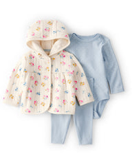 1T883010  KOMPLET ZA BEBE DUKS JAKNA+BODI+HELANKE