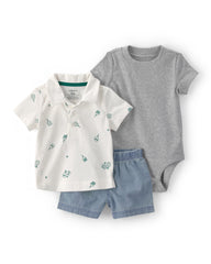 KOMPLET ZA BEBE- POLO MAJICA+BODI+TEX.SORC